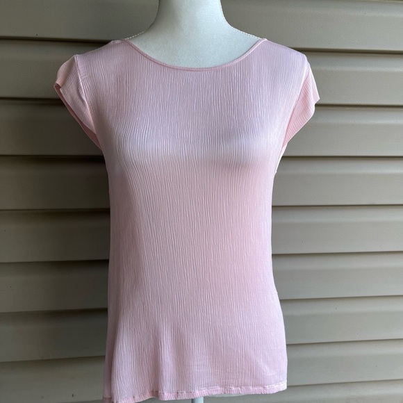 •Massimo Dutti• Mixed Media Blush Cap-Sleeve Top - Size Medium - Picture 1 of 7